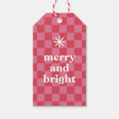 はっきりしたモダンメリー市松模様にと明るいクリスマス ギフトタグ (正面)