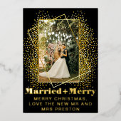 はっきりしたモダンメリー結婚したと結婚写真 箔シーズンカード (正面)