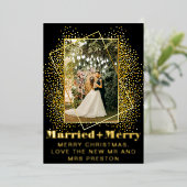 はっきりしたモダンメリー結婚したと結婚写真 箔シーズンカード (立ち正面)