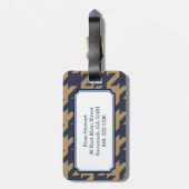 はっきりしたモダンモノグラム千鳥格子の付きネービーブラウン ラゲッジタグ (裏面縦)