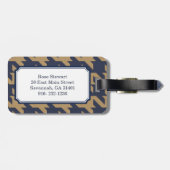 はっきりしたモダンモノグラム千鳥格子の付きネービーブラウン ラゲッジタグ (裏面横)