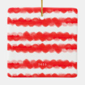 はっきりしたモダンレトロ赤枠フォトスクエクリスマス セラミックオーナメント (裏面)