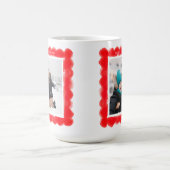 はっきりしたモダンレトロ赤枠2枚のクリスマス コーヒーマグカップ (中央)