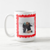 はっきりしたモダンレトロ赤枠2枚のクリスマス コーヒーマグカップ (左)