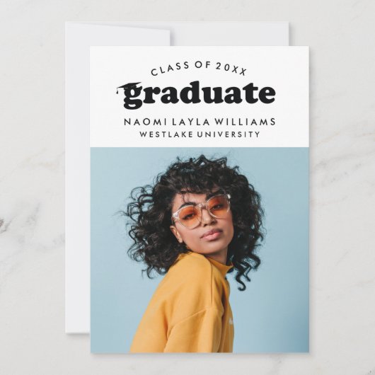 はっきりしたモダンレトロ |卒業招待状 招待状 (正面)