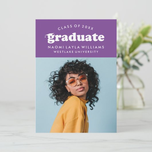 はっきりしたモダンレトロ |卒業招待状 招待状 (スタンド正面)