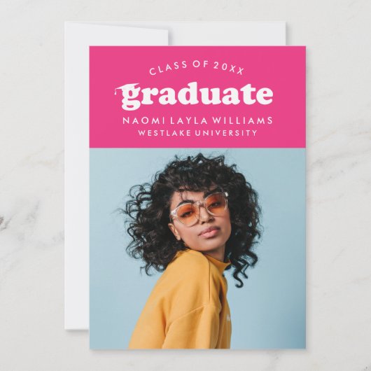 はっきりしたモダンレトロ |卒業招待状 招待状 (正面)