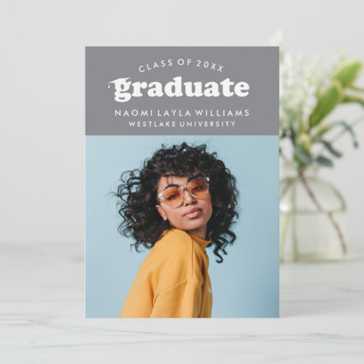 はっきりしたモダンレトロ |卒業招待状 招待状 (スタンド正面)