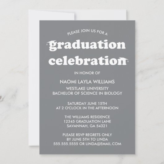 はっきりしたモダンレトロ |卒業招待状 招待状 (裏面)