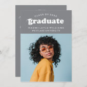 はっきりしたモダンレトロ |卒業招待状 招待状 (正面/裏面)