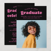 はっきりしたモダンレトロ |卒業招待状 招待状 (正面/裏面)