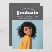 はっきりしたモダンレトロ |卒業招待状 招待状 (正面/裏面)