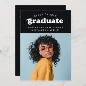 はっきりしたモダンレトロ |卒業招待状 招待状 (正面/裏面)