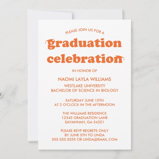 はっきりしたモダンレトロ |卒業招待状 招待状 (裏面)