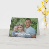 はっきりしたモダンレトロHappy New Year写真 カード (黄色い花)