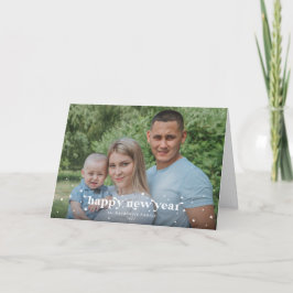 はっきりしたモダンレトロHappy New Year写真 カード