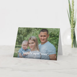 はっきりしたモダンレトロHappy New Year写真 カード