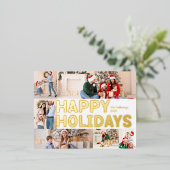 はっきりしたモダンレビューの年6写真ハッピー金ゴールド 箔シーズンポストカード (立ち正面)