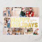 はっきりしたモダンレビューの年6写真ハッピー金ゴールド 箔シーズンポストカード (正面)