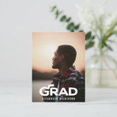 はっきりしたモダン写ミニマル画卒業パーティー インビテーションポストカード (スタンド正面)