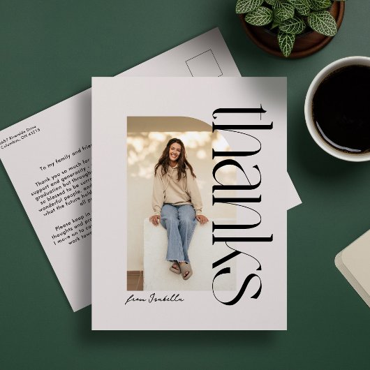 はっきりしたモダン写真卒業感謝してい1枚 ポストカード