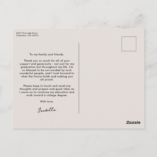 はっきりしたモダン写真卒業感謝してい1枚 ポストカード (裏面)