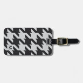 はっきりしたモダン千鳥格子の灰色 ラゲッジタグ (正面横)