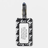 はっきりしたモダン千鳥格子の灰色 ラゲッジタグ (裏面縦)