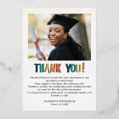 はっきりしたモダン卒業サンキューカード 箔招待状 (裏面)