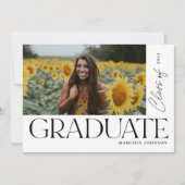 はっきりしたモダン卒業写真パーティー 招待状 (正面)