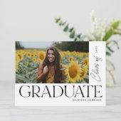 はっきりしたモダン卒業写真パーティー 招待状 (スタンド正面)