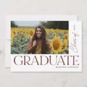 はっきりしたモダン卒業写真パーティー 招待状 (正面)