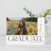 はっきりしたモダン卒業写真パーティー 招待状 (スタンド正面)