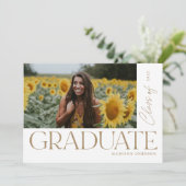 はっきりしたモダン卒業写真パーティー 招待状 (スタンド正面)