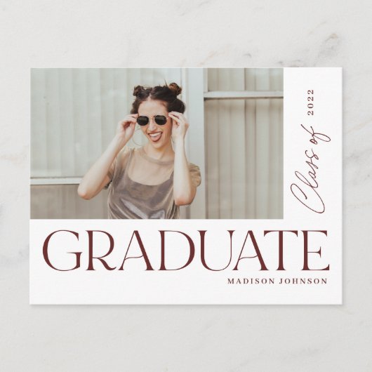 はっきりしたモダン卒業写真パーティー 案内ポストカード (正面)