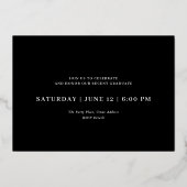 はっきりしたモダン卒業写真パーティー 箔招待状 (裏面)