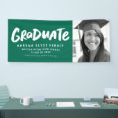 はっきりしたモダン卒業1号写真グリーン 横断幕 (トレードショー)