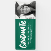 はっきりしたモダン卒業1号写真グリーン 横断幕 (縦)