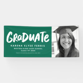 はっきりしたモダン卒業1号写真グリーン 横断幕
