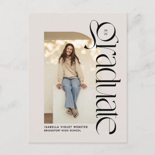 はっきりしたモダン卒業2写真卒業 ポストカード (正面)