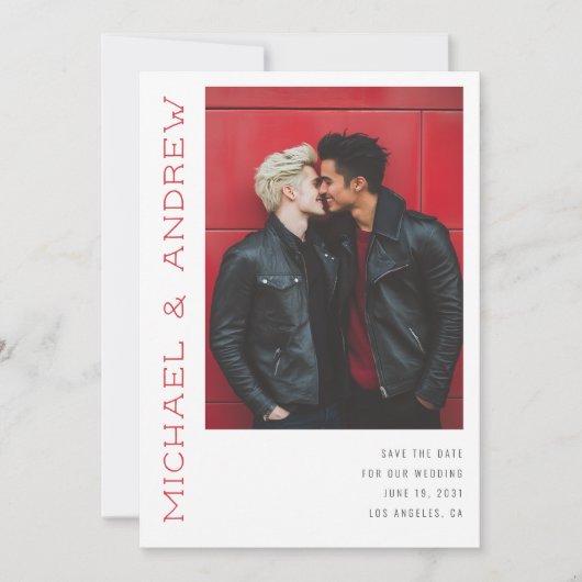 はっきりしたモダン名カスタムの色結婚 セーブザデート (正面)