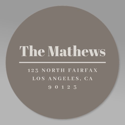 はっきりしたモダン差出人住所ダーク&ライトベージュ ラウンドシール