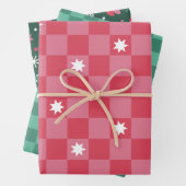 はっきりしたモダン市松模様にクリスマス ラッピングペーパーシート (インサイチュ)