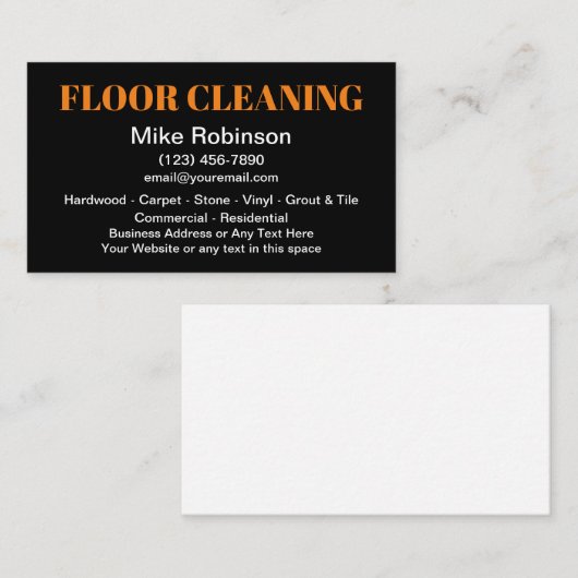 はっきりしたモダン床清掃業 名刺 (正面/裏面)