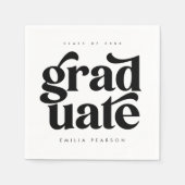 はっきりしたモダン式白卒業パーティナプキンス スタンダードカクテルナプキン (正面)