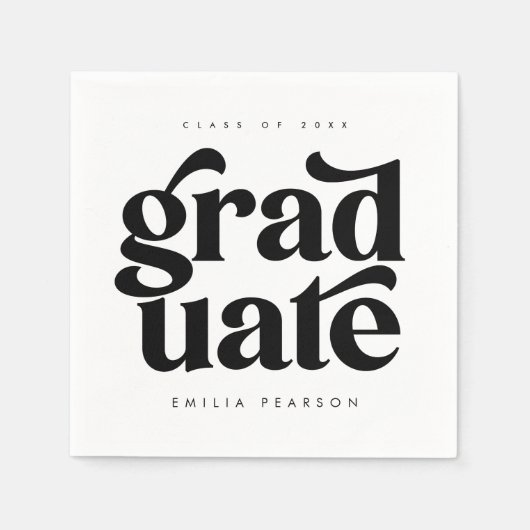 はっきりしたモダン式白卒業パーティナプキンス スタンダードカクテルナプキン (正面)