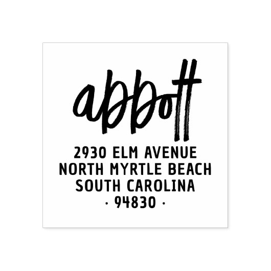 はっきりしたモダン手書きファミリ名差出人住所 ラバースタンプ (インプリント)