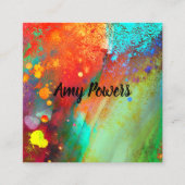 はっきりしたモダン抽象芸術アートのカラスプラッシュ スクエア名刺 (正面)