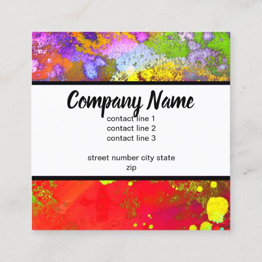 はっきりしたモダン抽象芸術アートのカラスプラッシュ スクエア名刺 (裏面)