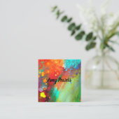 はっきりしたモダン抽象芸術アートのカラスプラッシュ スクエア名刺 (スタンド正面)